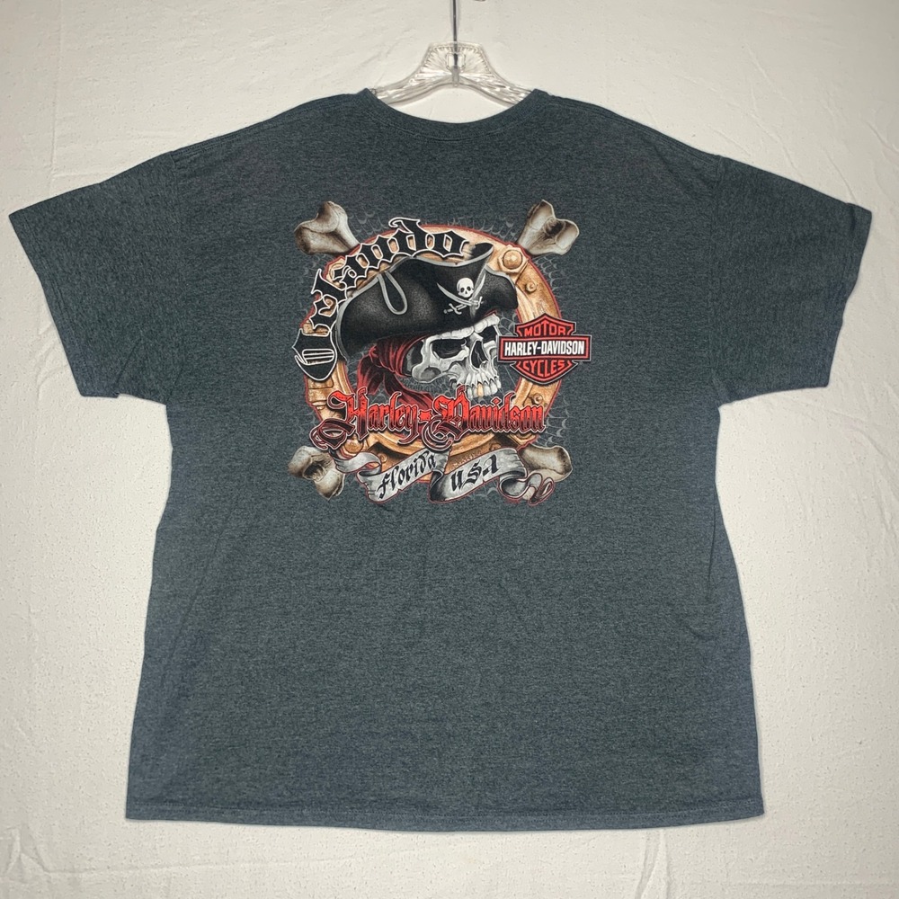 Harley Davidson Men's T-shirt XL Short Sleeve Dark Gray Pirate 2018